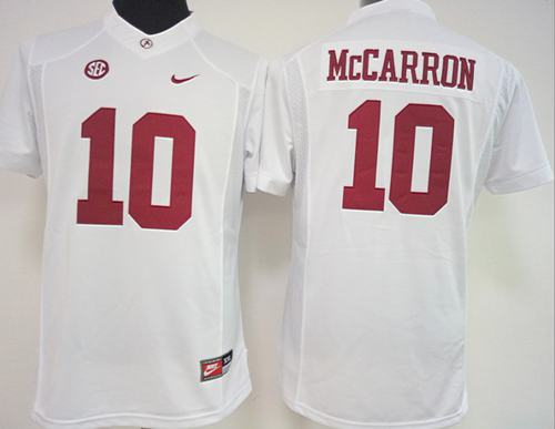 Crimson Tide #10 AJ McCarron White Women's Stitched NCAA Jersey